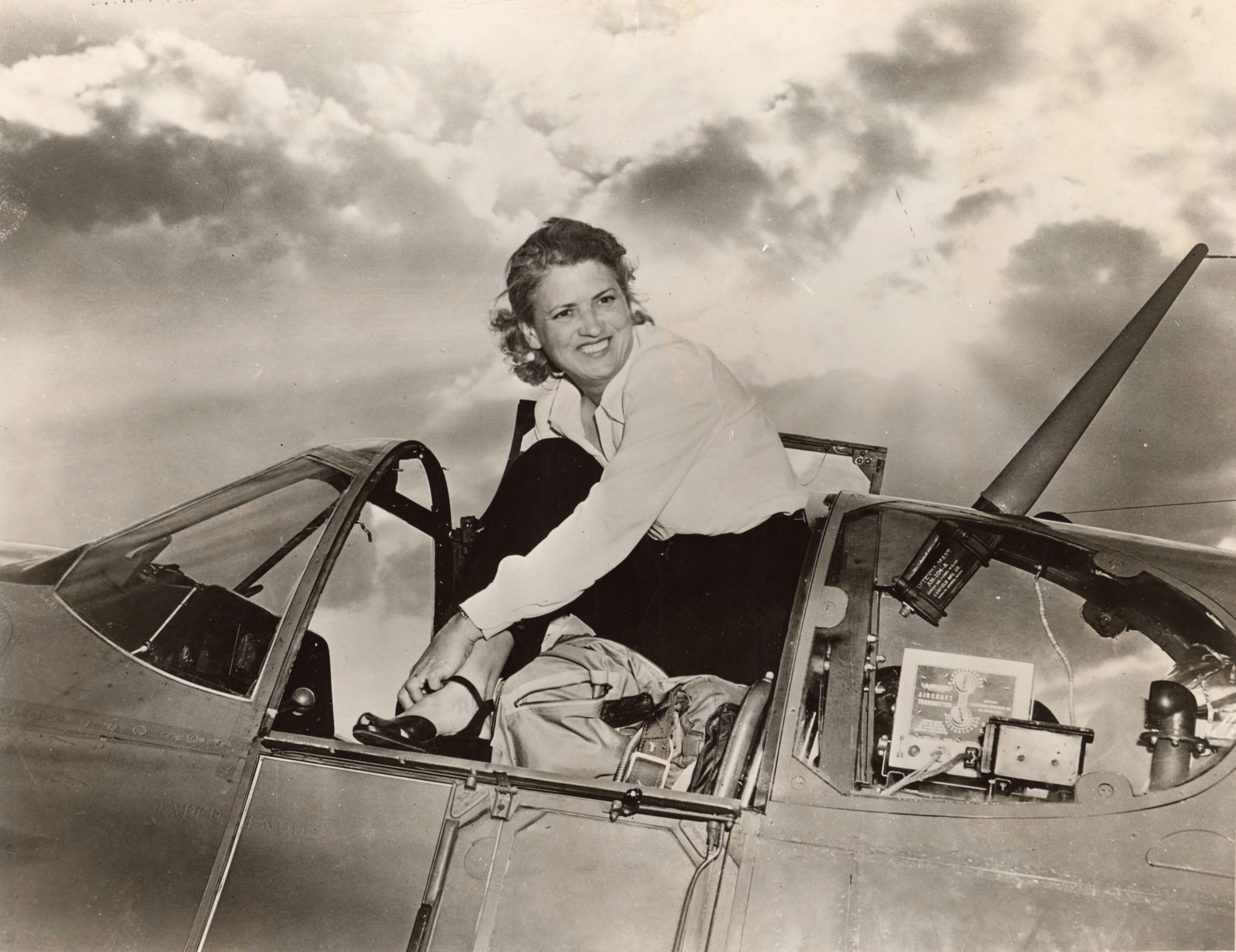 COCHRAN, Jacqueline, in cockpit of P-51B NX28388 at the Cleveland National Air Races 2 | Envoy Air