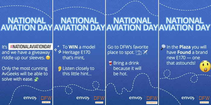 Our National Aviation Day riddle posted to our Instagram Stories the day before the event. 