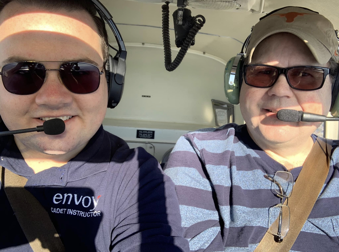Taylor and his father flying a small aircraft. (Photo provided by Taylor Rawley)
